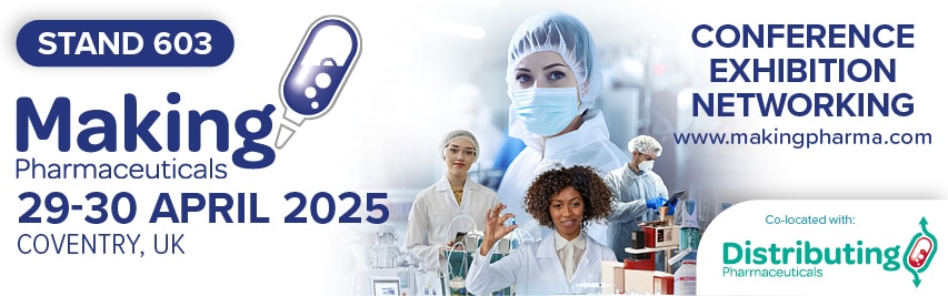 Making Pharmaceuticals 2025 exhibition stand featuring TekTroniks display of environmental monitoring and cleanroom mapping equipment in Coventry.